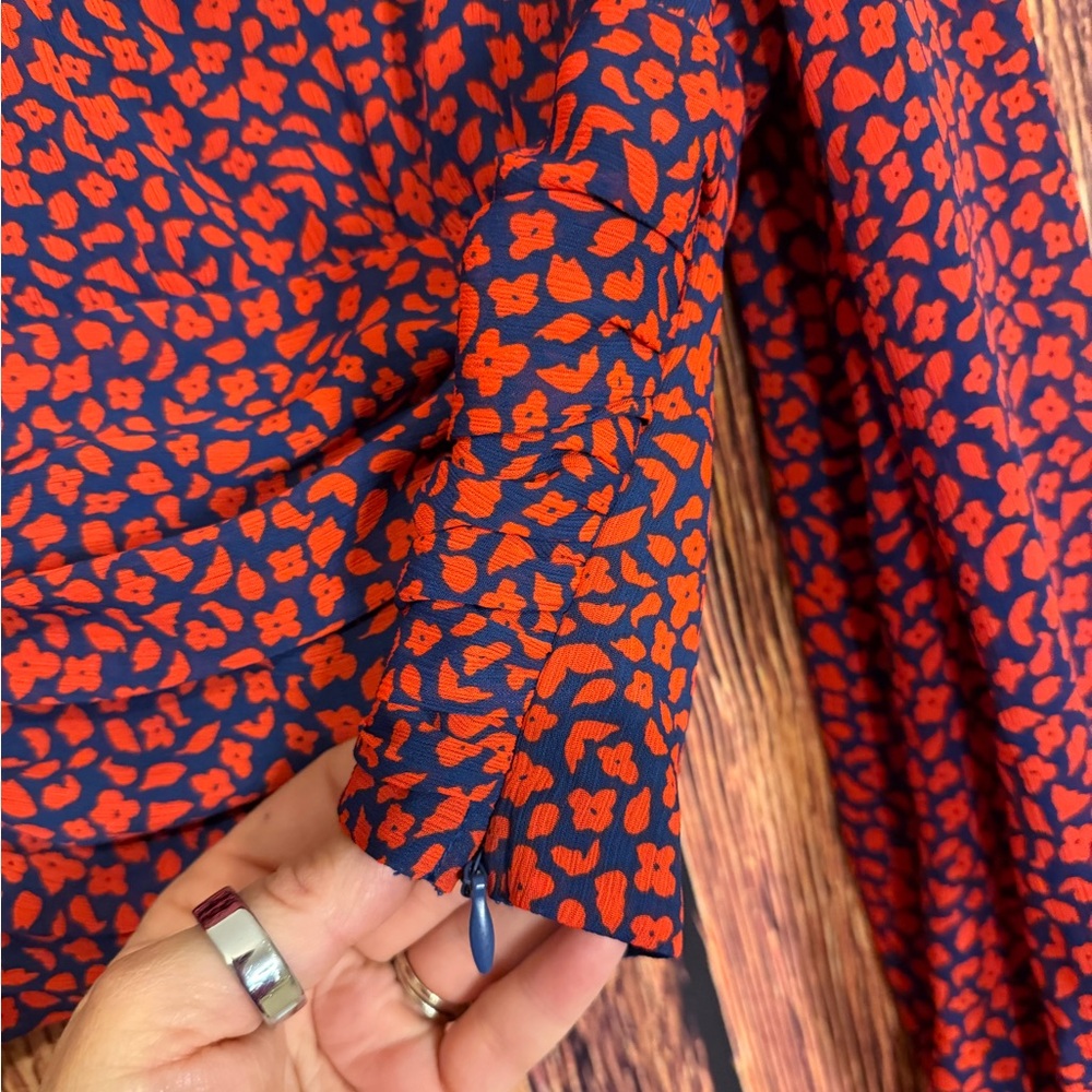Dynamite Red and Blue Patterned Blouse - Picture 5 of 7